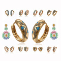 55555 Nuevos diseños de pendientes de piedra de pavo, joyas de mujer turca de imitación al por mayor, joyas de oro de 18 k turquesa pendientes